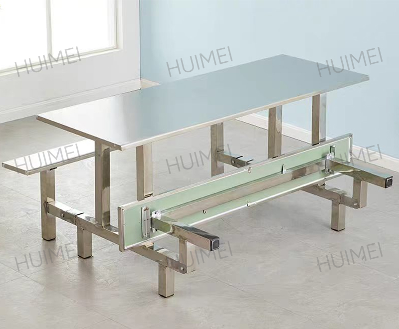 Table à manger en acier inoxydable Huimei avec bancs (argent) HMZX-010
