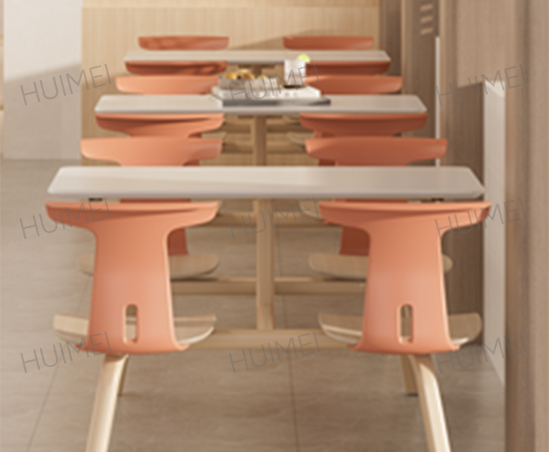 Huimei Table à manger intégrée pour enseignant pour 4 personnes avec sièges fixes (blanc/jaune/rouge) HMZX-016